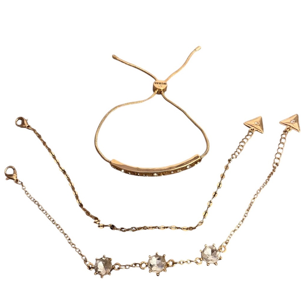 Guess Gold Bracelet Set with Clear Accents